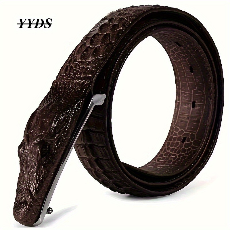 2025 new model, men's crocodile pattern design belt, crocodile leather embossed belt, double layer cowhide belt, personality, novelty belt, fun belt, father's day gift.